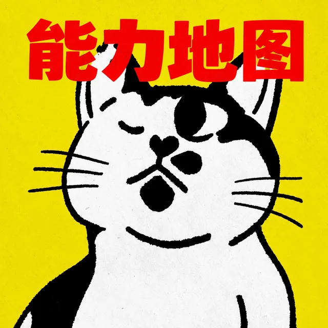 写有能力地图的黄色猫咪海报